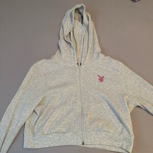 PLAYBOY Kids Gray Hoodie with Pink Emblem